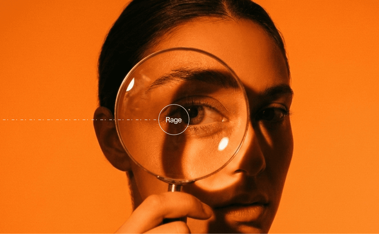 Detected rage signal through a magnifying glass